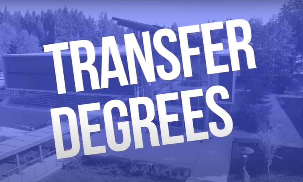 Transfer Degree text displayed over photo of SPSCC campus