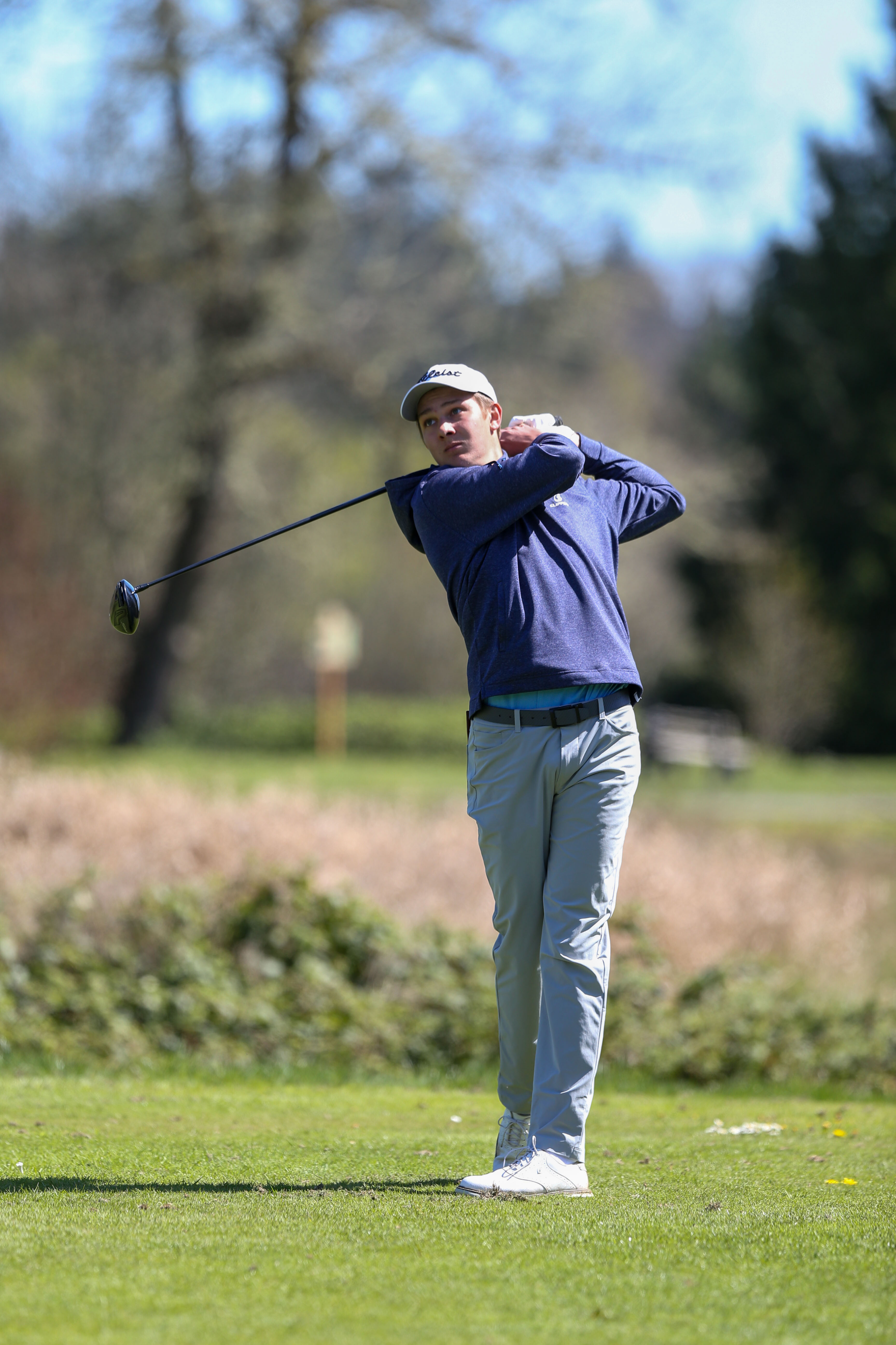 SPSCC Golfer Luke Fenner swings away during the SPSCC Spring Invitational.