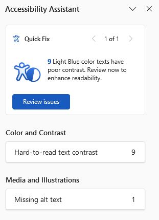 Microsoft Accessibility Checker Assistant Example