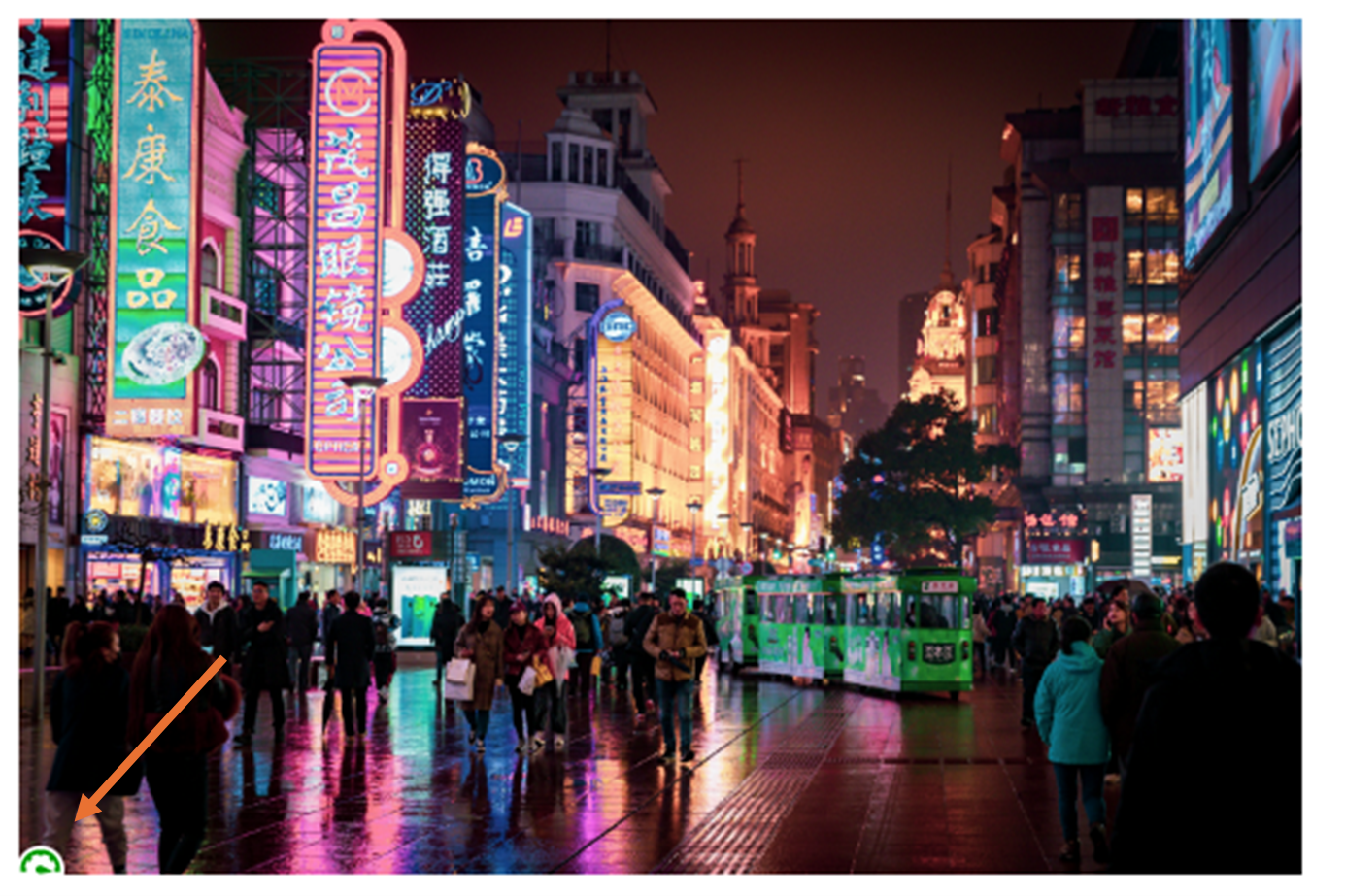 Nighttime cityscape with an arrow pointing at the Ally dial in the corner of the image.