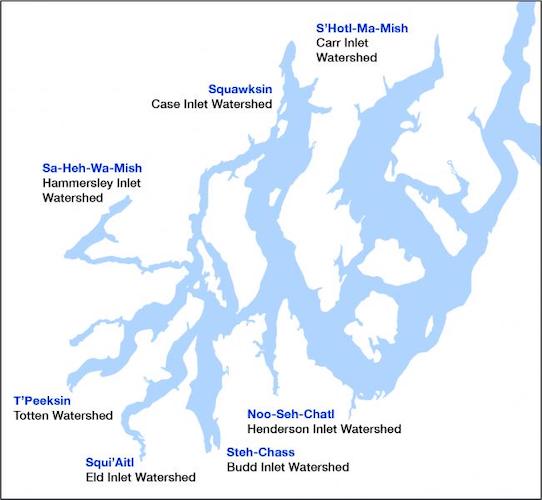 Map of Tribal bands surrounding the Puget Sound 