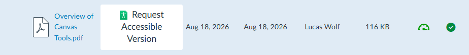 View within the Old Files Page in Canvas