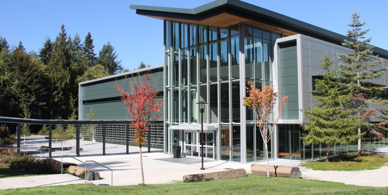 Entrance of the Center for Student Success building on Olympia campus.