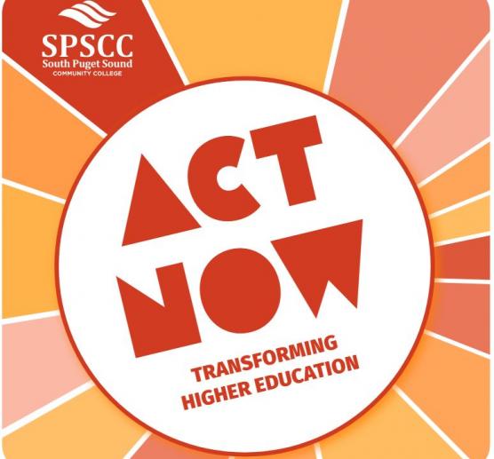 ACT NOW graphic, red and orange