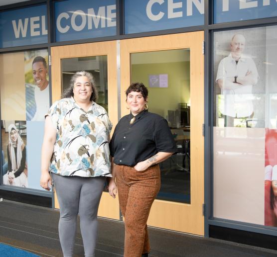 SPSCC staff members standing in front of the new Welcome Center in Bldg. 22
