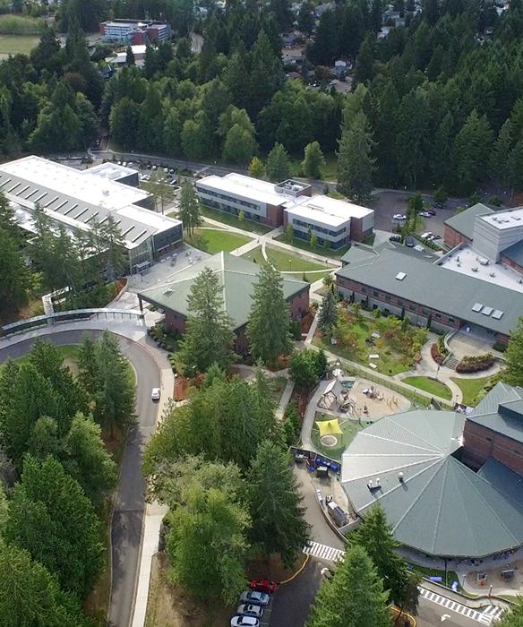 A drone shot of SPSCC's Olympia Campus