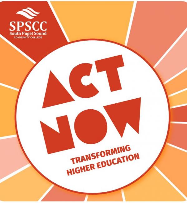 ACT NOW graphic, red and orange