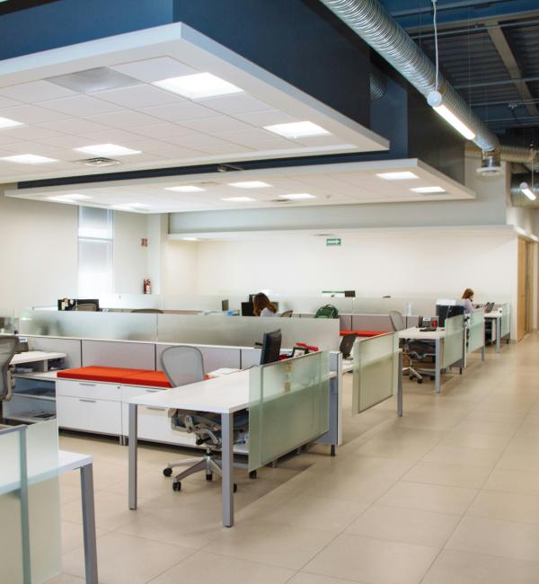 Photo of a general office with desks arranged 