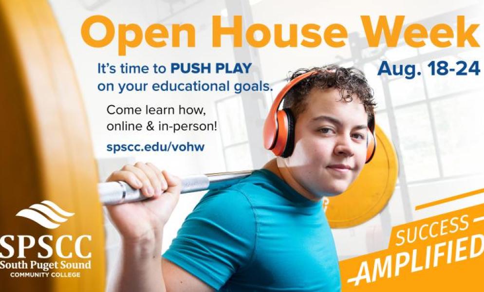 Flyer for Open House Week with text It's time to Push Play, August 18-24